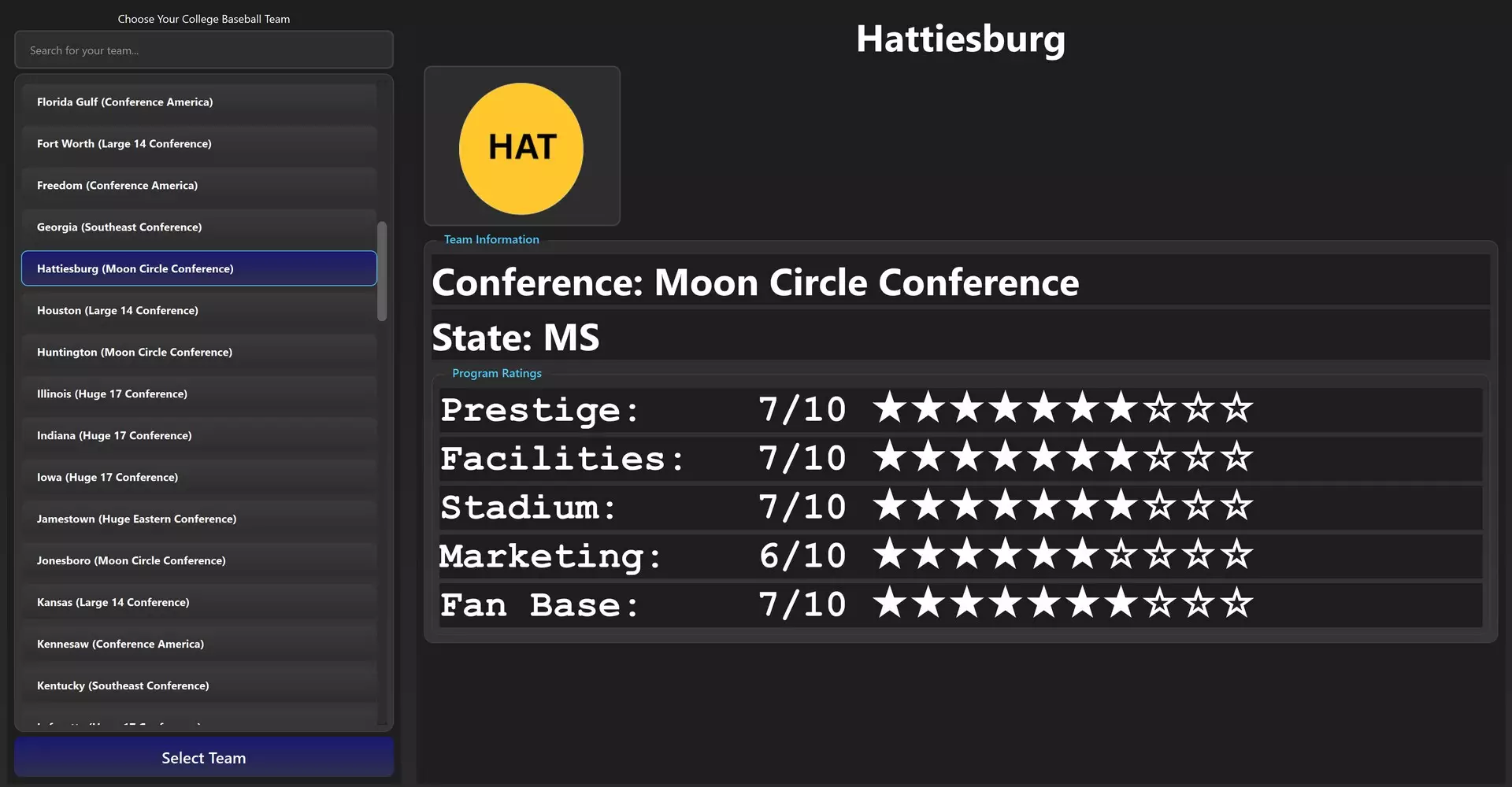 -College Baseball: Dynasty Builder-游戏截图-好玩游戏库