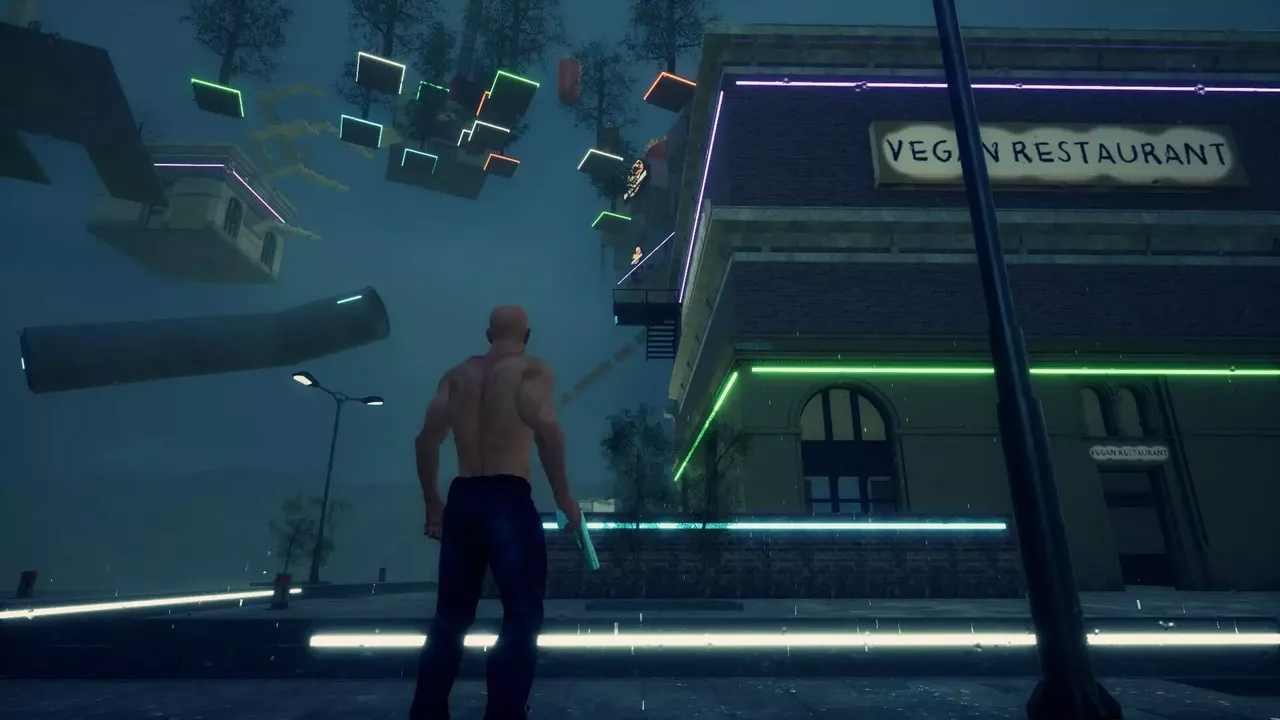 Bald Man Climbs Up