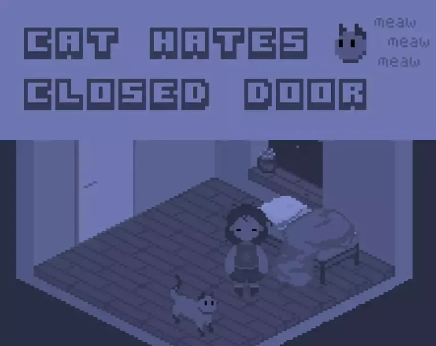 Cat hates closed door