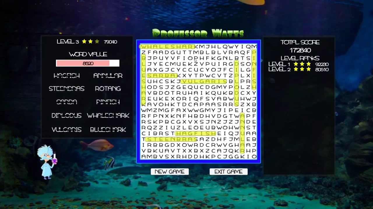 -Professor Watts Word Search: Into The Ocean-游戏截图-好玩游戏库