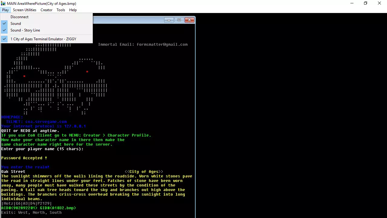 City of Ages: Picture Supportive Text MUD (server and client included)